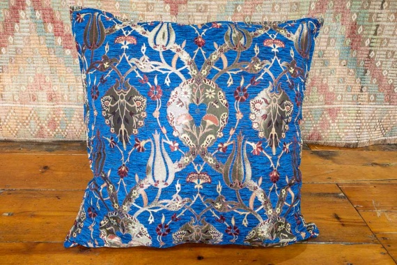 Medium Blue Ottoman Turkish Tulip Cushion Cover 68x68cm